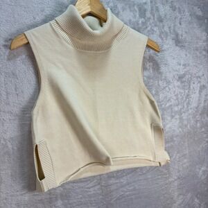 La Fee Verte Turtleneck Sleeveless Sweater Knit Top Layering‎ Vest Woman's Sz L